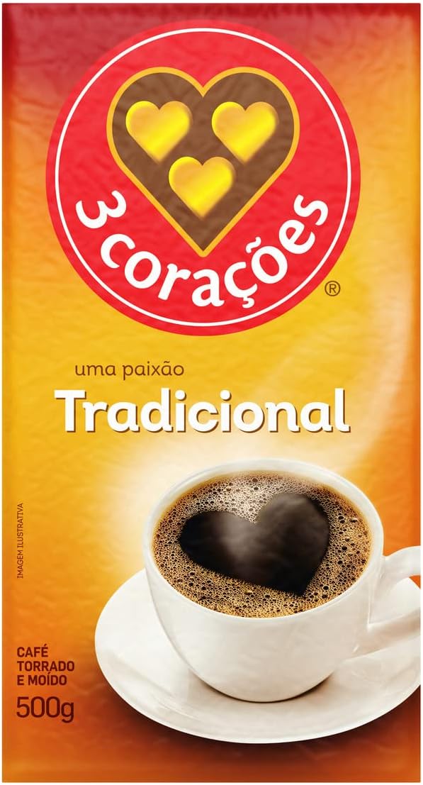3 Corações Café Torrado e Moído Tradicional 500g Vácuo